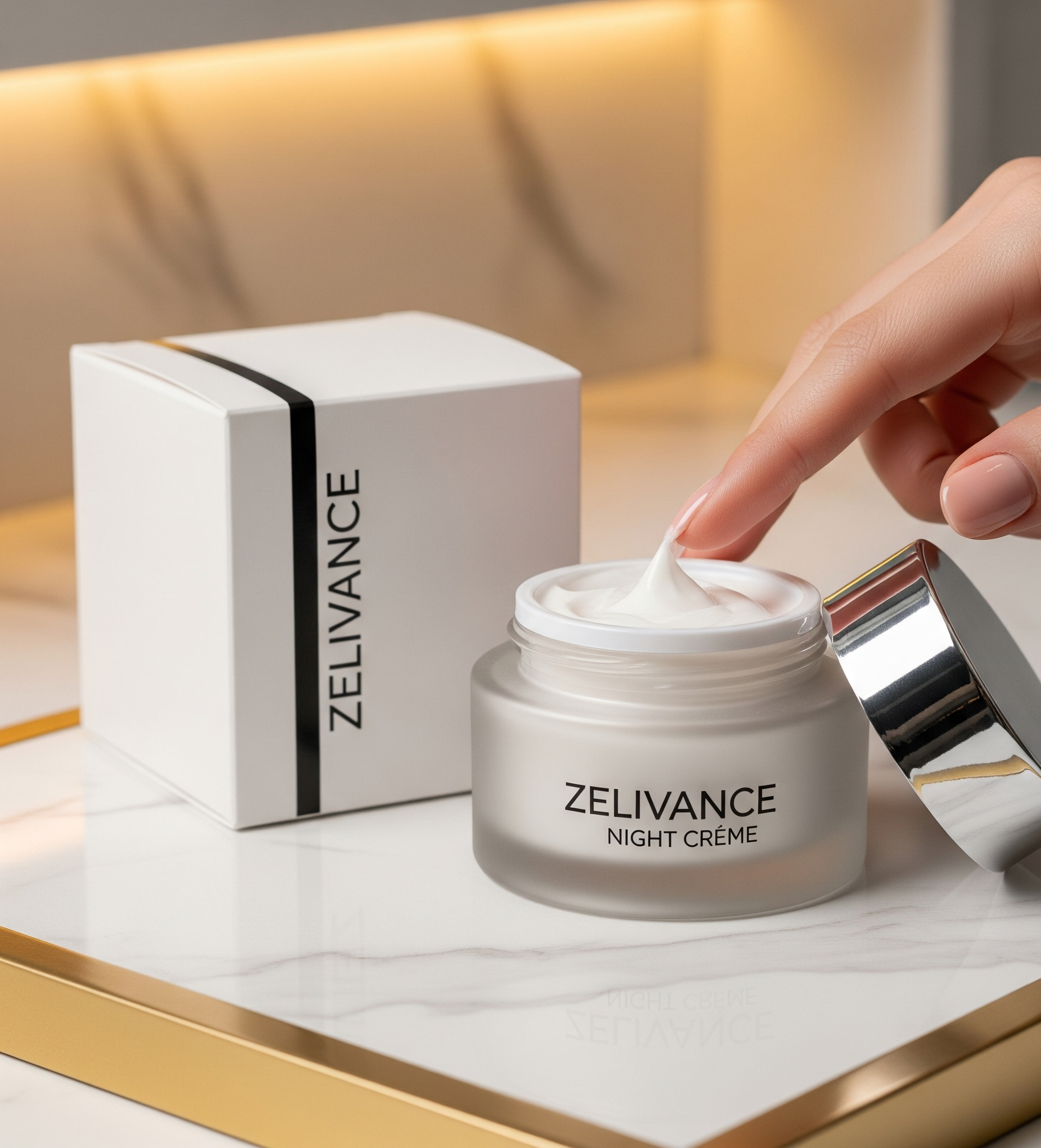 Close-up texture of Night Renewal Crème showing rich consistency