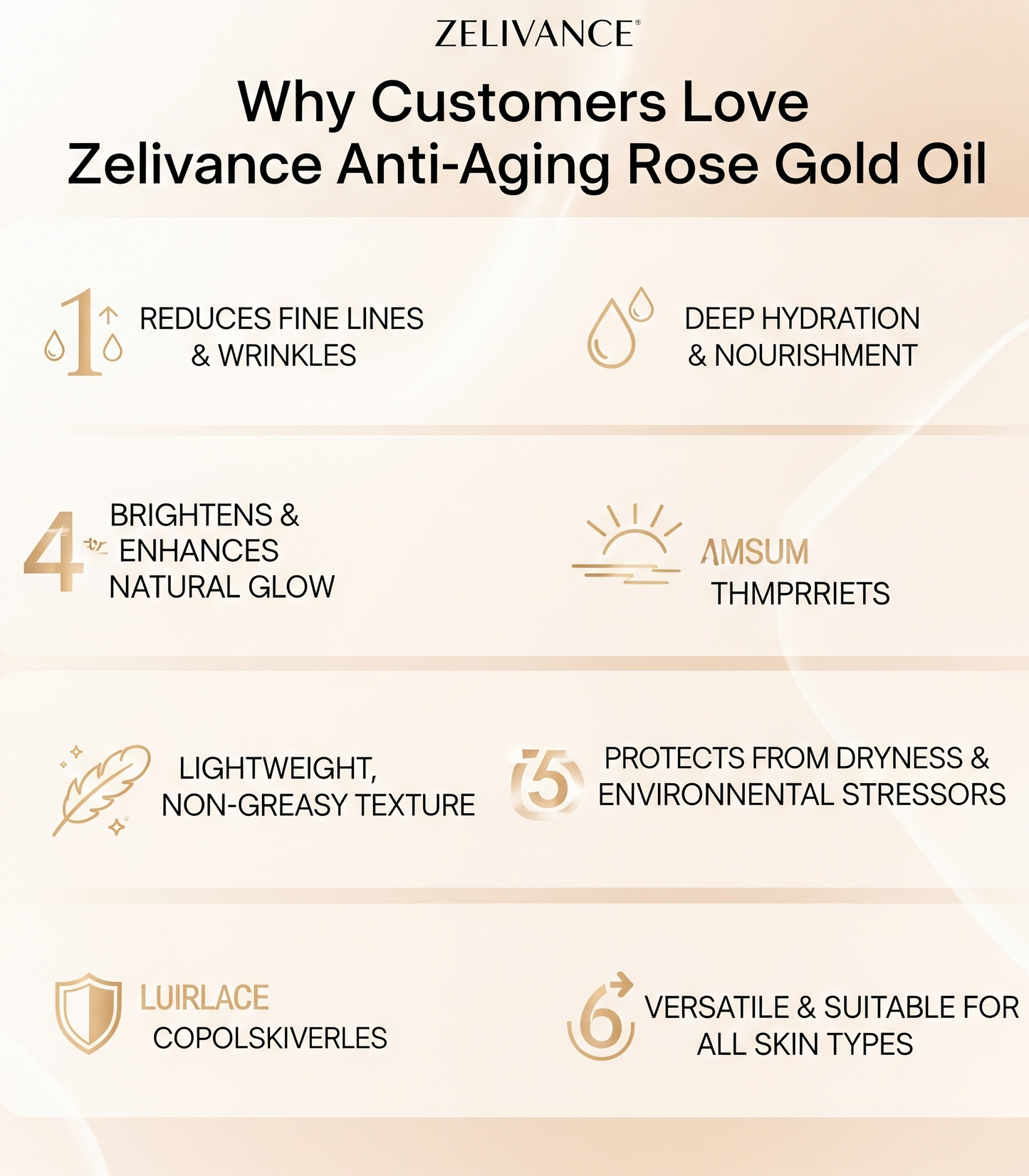 Zelivance Anti-Aging Rose Gold Oil | Glow-Enhancing & Wrinkle Repair Face Oil | Canada