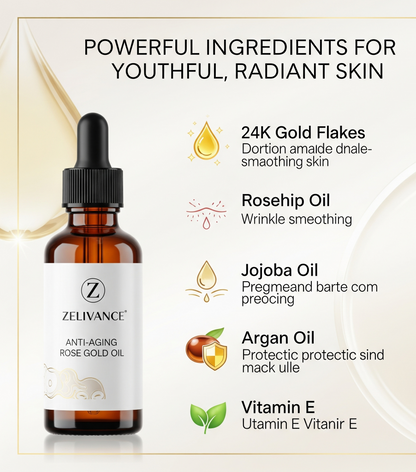 Zelivance Anti-Aging Rose Gold Oil | Glow-Enhancing & Wrinkle Repair Face Oil | Canada