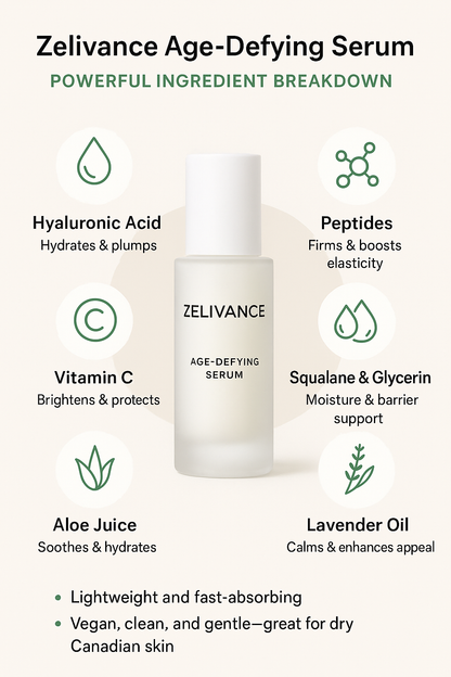 Zelivance Age Defying Serum | Collagen Boost & Wrinkle Repair | Made for Canadian Skin